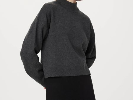 The Compact Mockneck Sweater in Cool Grey Online Sale