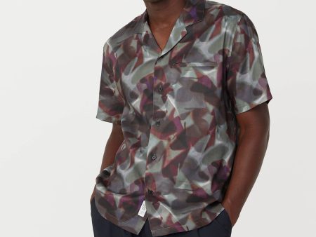 The Abstract Camp Collar Shirt in Dark Grey For Sale