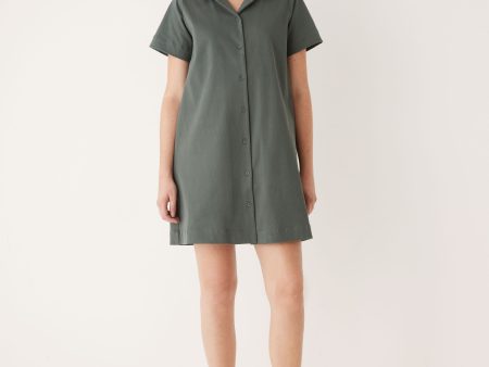 The Flex Camp Collar Dress in Teal Grey Online