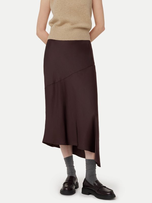 The Asymmetrical Midi Skirt  in Dark Chocolate Hot on Sale