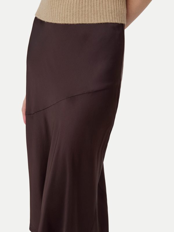 The Asymmetrical Midi Skirt  in Dark Chocolate Hot on Sale