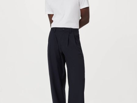 The Theo Pleated Baggy Pant in Deep Blue For Discount