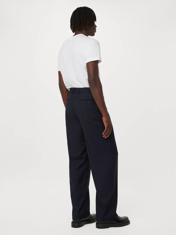 The Theo Pleated Baggy Pant in Deep Blue For Discount