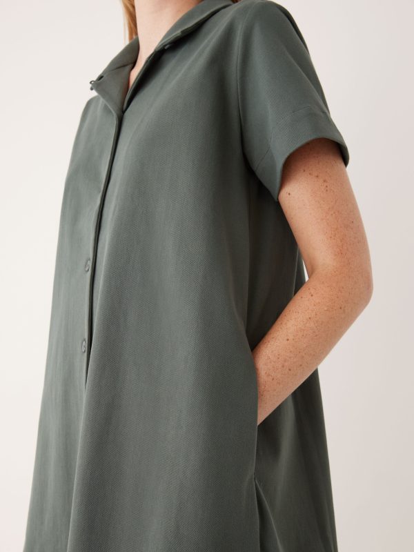 The Flex Camp Collar Dress in Teal Grey Online