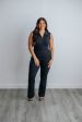 Rosette Flare Jumpsuit - Black For Sale