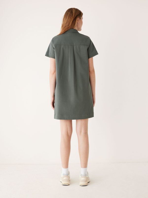 The Flex Camp Collar Dress in Teal Grey Online