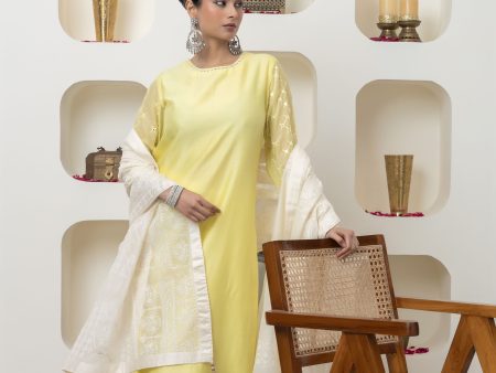 YELLOW MIRROR WORK KURTA SET Online Sale