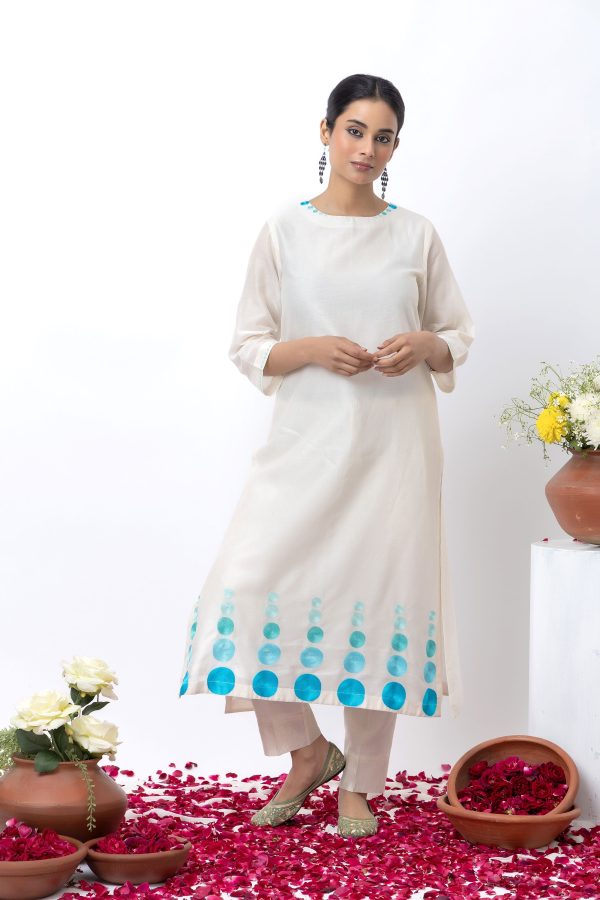 OFF WHITE HAND EMBROIDERED KURTA SET Supply