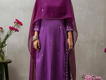 Aarsi Purple Mirror Purple Embroidered Dupatta Online