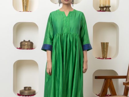 Bottle green chanderi dress Cheap