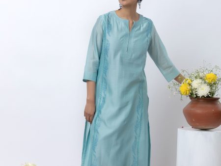 LIGHT BLUE CHANDERI KURTA SET Sale