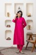 Fuschia hand embroidered kurta set Hot on Sale