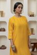 YELLOW CHANDERI GOTA WORK KURTA SET Discount