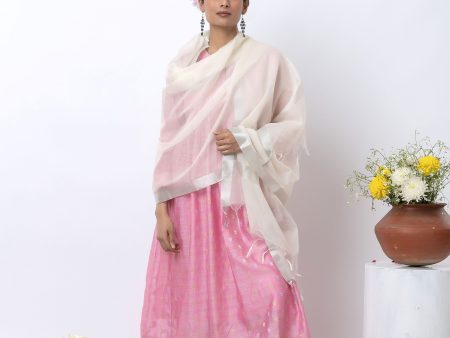 CHANDERI JACQUARD PINK KURTA SET Online Hot Sale