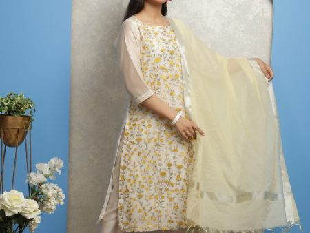 EMBROIDERED CHANDERI KURTA WITH CHANDERI PANTS Online Hot Sale