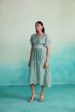 Aquarelle dress - Mint Kaftan Dress with hand embroidered Belt on Sale