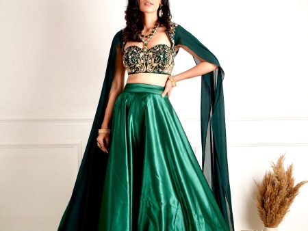 MEERA Green blackout satin  lehenga Online Hot Sale