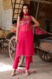 HotPink Sequin Georgette Kurta Set with Dupatta - Set of 3 Sale