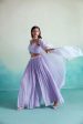 Lavender Mist sharara set - Lavender Hand embroidered Crop top Sharara & Dupatta set For Sale