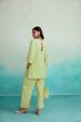 Citrina kurta set - Lime Hand embroidered Kurta Pants set For Sale