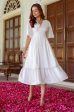 White Satin Sequin Meadows Dress For Discount