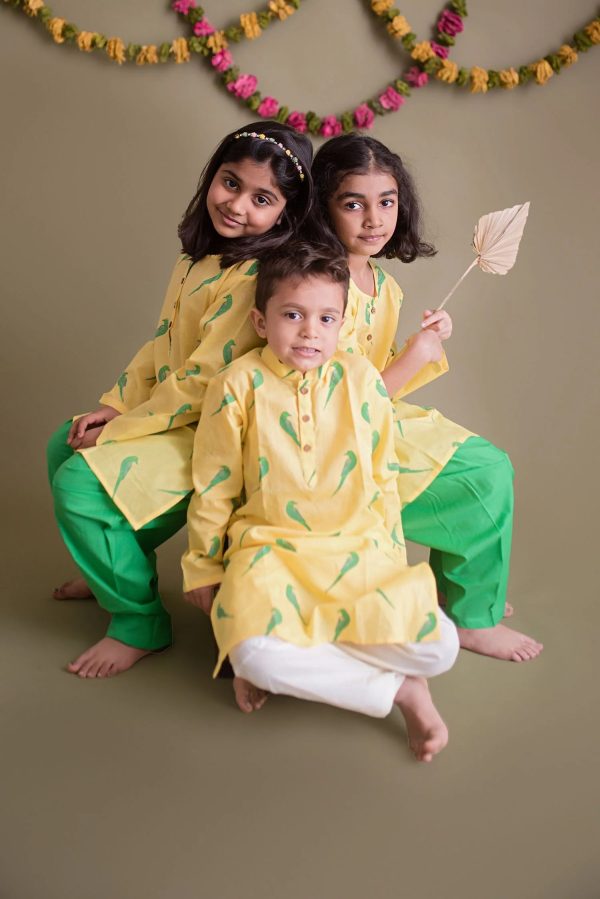 Tiya - A Parrot Red Kurta Payjama for Boys For Cheap