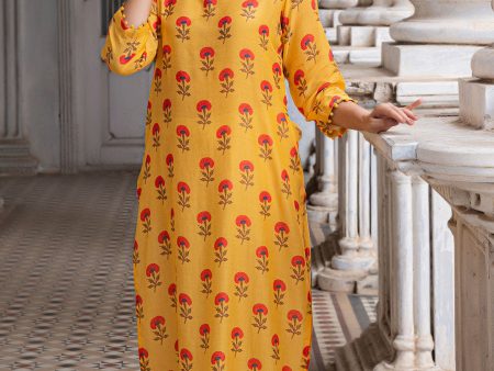 EKA SOFT SILK KURTA - MANGO YELLOW Discount