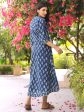 Indigo Floral Dabu Fit & Flare Maxi Dress on Sale