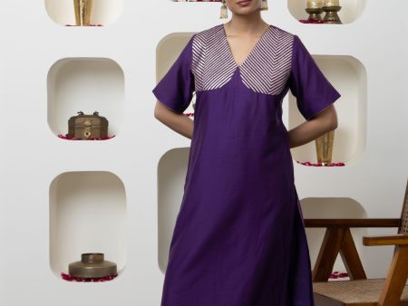 PURPLE CHANDERI GOTA WORK KURTA SET Discount