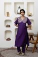 PURPLE CHANDERI GOTA WORK KURTA SET Discount