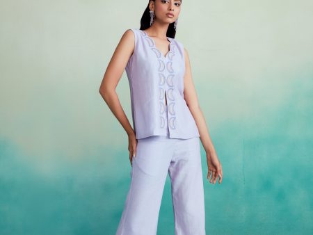 Lavenda co-ords - Digital Lavender Hand embroidered Co-ord set Online Sale