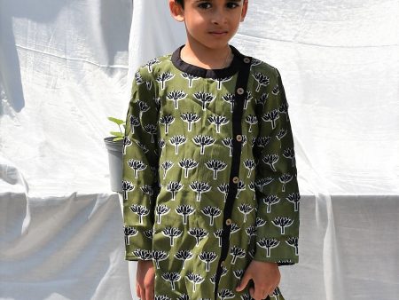 Padma Green & Black Kurta payjama for little boys Online Sale