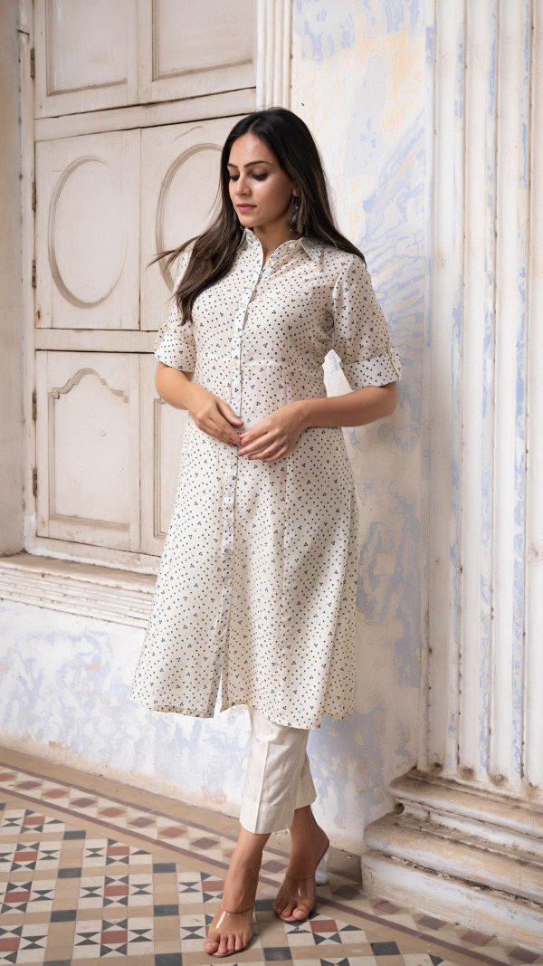 ESHA SHIRT DRESS IN SOFT SILK - OFF WHITE Supply