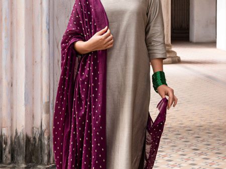 AAROHI CHANDERI KURTA SET IN GREY For Cheap