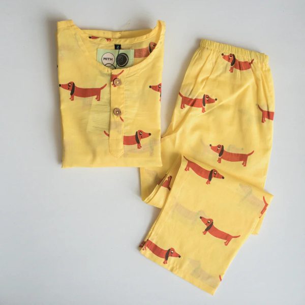 A Dog s Life Yellow Night Dress for kids Online Sale