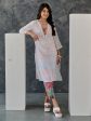 Joy Grey Ikat Print Cotton Kurta Pant Set With Bralette Online Hot Sale