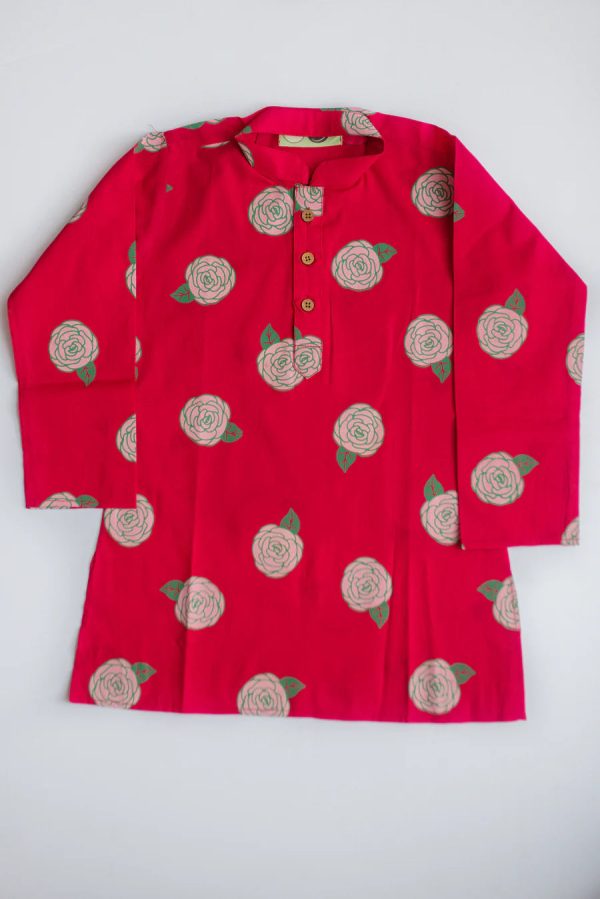 Blooming Red Kurta Payjama for Boys on Sale