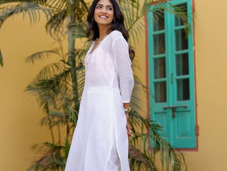 Peonia White Kurta-Pant with Stripe Bralette Online Sale