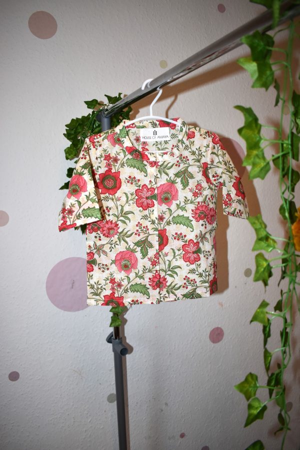 White - Unisex floral tops for new born babies Discount