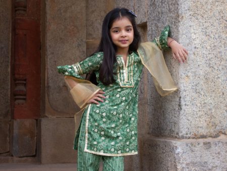 Amba - green suit for little girls Online Sale