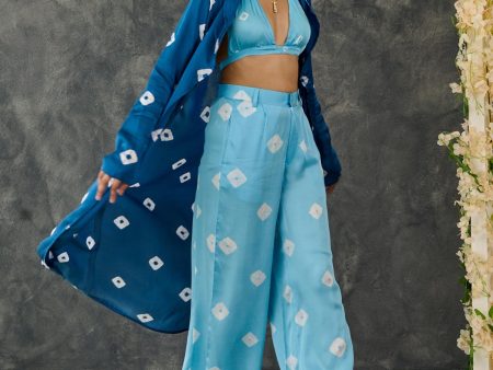 Indigo & Blue Bandhani Modal Satin Two-Piece Set Fashion