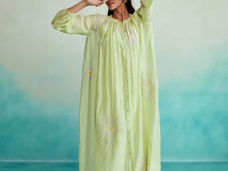 Zesty dress - Lime Hand embroidered oversized Dress Supply