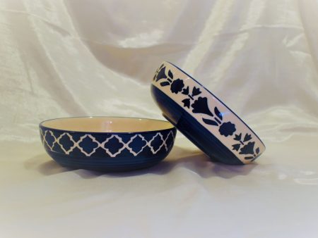 Livie Blue Pottery Salad Bowls on Sale