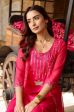 Hot Pink Lotus Embroidered Sharara with Jacket - Set of 3 Discount