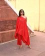 Tiana Red Off Shoulder Kaftaan-Pant Set Online Sale