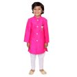 Pink hand embroidered pearl and stone work sherwani set For Sale