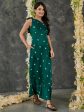 Green Bandhani Modal Satin One- shoulder Dress Discount