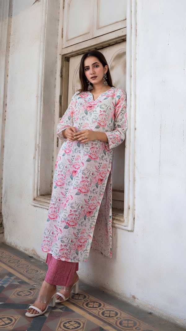 DESSERT ROSE LINEN KURTA For Discount