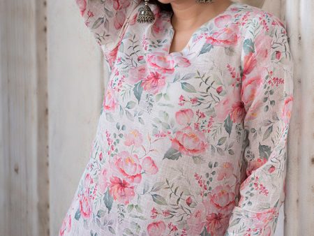 DESSERT ROSE LINEN KURTA For Discount