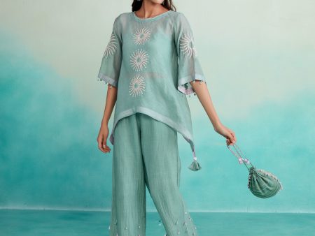 Mintylicious co-ords - Mint Hand embroidered Co-ord set Online